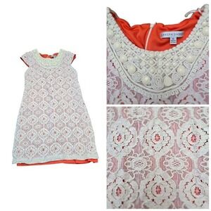Sandra Darren Lace Dress Beaded Neckline Sleeveless‎ Size 12